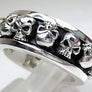 แหวนเงินแท้ กะโหลกหลายหัว หมุนได้