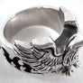 แหวนเงินแท้ นกอินทรีฉลุหนังปลากระเบนดำ