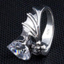 แหวนเงินแท้ พลอยขาว cz ดีไซน์หัวใจ Diamond Heart Bat Wings Ring