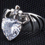 แหวนเงินแท้ พลอยขาว cz ดีไซน์หัวใจ Diamond Heart Bat Wings Ring