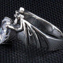 แหวนเงินแท้ พลอยขาว cz ดีไซน์หัวใจ Diamond Heart Bat Wings Ring