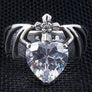 แหวนเงินแท้ พลอยขาว cz ดีไซน์หัวใจ Diamond Heart Bat Wings Ring