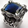 แหวนเงินแท้ พลอยน้ำเงินแซพไฟร์ ดีไซน์กรงเล็บ Big Sapphire Rings