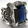 แหวนเงินแท้ พลอยน้ำเงินแซพไฟร์ ดีไซน์กรงเล็บ Big Sapphire Rings