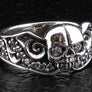 แหวนเงินแท้หัวกะโหลกแกะลายก้านเรียบตาเพชร