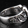 แหวนเงินแท้หัวกะโหลกแกะลายก้านเรียบตาเพชร
