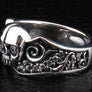 แหวนเงินแท้หัวกะโหลกแกะลายก้านเรียบตาเพชร