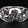 แหวนเงินแท้หัวกะโหลกแกะลายก้านเรียบตาเพชร