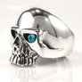 แหวนเงินแท้หัวกะโหลกเงินเกลี้ยงตาฟ้าบลูโทพาส