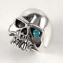 แหวนเงินแท้หัวกะโหลกเงินเกลี้ยงตาฟ้าบลูโทพาส