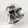 แหวนเงินแท้หัวกะโหลกเงินเกลี้ยงตาฟ้าบลูโทพาส