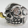แหวนเงินแท้หัวกะโหลกมาเฟียคาบไปป์ทองตาเพชร