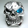แหวนเงินแท้หัวกะโหลกมาเฟียตาฟ้าบลูโทพาส