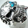 แหวนเงินแท้หัวกะโหลกมาเฟียตาฟ้าบลูโทพาส