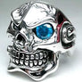 แหวนเงินแท้หัวกะโหลกมาเฟียตาฟ้าบลูโทพาส