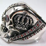 แหวนเงินแท้หัวกะโหลกโจรสลัดคาดผ้าตาดาวพลอยแดง