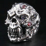 แหวนเงินแท้หัวกะโหลกปีศาจแวมไพร์ตาเพชร