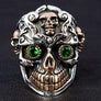 แหวนเงินแท้กะโหลก 3 หัว ตาเขียว