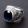 แหวนเงินแท้สลักลายเสือมังกรฝังพลอยน้ำเงินแซฟไฟร์