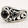 แหวนพลอยดำเงินแท้ Black Onyx Mens Ring
