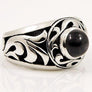 แหวนพลอยดำเงินแท้ Black Onyx Mens Ring