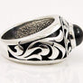 แหวนพลอยดำเงินแท้ Black Onyx Mens Ring