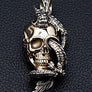 จี้เงินแท้ดีไซน์หัวกะโหลกมังกรเลื้อย