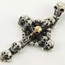 จี้เงินแท้ดีไซน์กางเขนหัวกะโหลก