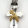 จี้เงินแท้ดีไซน์กางเขนคล้องห่วงทองเล็ก