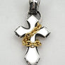 จี้เงินแท้ดีไซน์กางเขนคล้องห่วงทองเล็ก