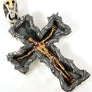 จี้เงินแท้ดีไซน์กางเขนพระเยซูทอง 2 ซีก