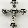 จี้เงินแท้ดีไซน์กางเขนสลักกะโหลก 5 หัว