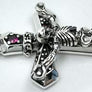 จี้เงินแท้โครงกระดูกบนไม้กางเขนเล็ก