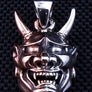 จี้เงินหน้ากากปีศาจ Oni Mask Tattoo Pendant