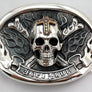 หัวเข็มขัดเงินแท้ ดีไซน์กะโหลก Skull Crossbones Biker Buckles