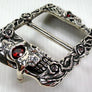 หัวเข็มขัดเงินแท้ ดีไซน์กะโหลกฝังตาแดง Skull Rose Belt Buckle