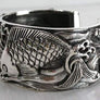 กำไลข้อมือเงินแกะลายปลาคาร์ฟแท้ขนาด 7 นิ้ว-7.5 นิ้ว