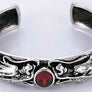 กำไลข้อมือเงินแท้มังกรคู่คาบพลอยแดง