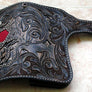 กระเป๋าหนังแท้ฉลุหัวกะโหลกไรเดอร์กระเบนแดงและหนังงู