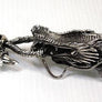 พวงกุญแจเงินแท้ หนังแท้ ดีไซน์มังกรฝังตาแดง