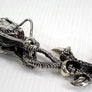 พวงกุญแจเงินแท้ หนังแท้ ดีไซน์มังกรฝังตาแดง