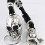 พวงกุญแจเงินแท้และสายหนังแท้ หัวกะโหลกใหญ่ รหัส1287