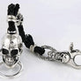 พวงกุญแจเงินแท้และสายหนังแท้ หัวกะโหลกใหญ่ รหัส1287