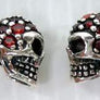 ต่างหุเงินแท้ ดีไซน์หัวกะโหลกฝังพลอยการ์เนต