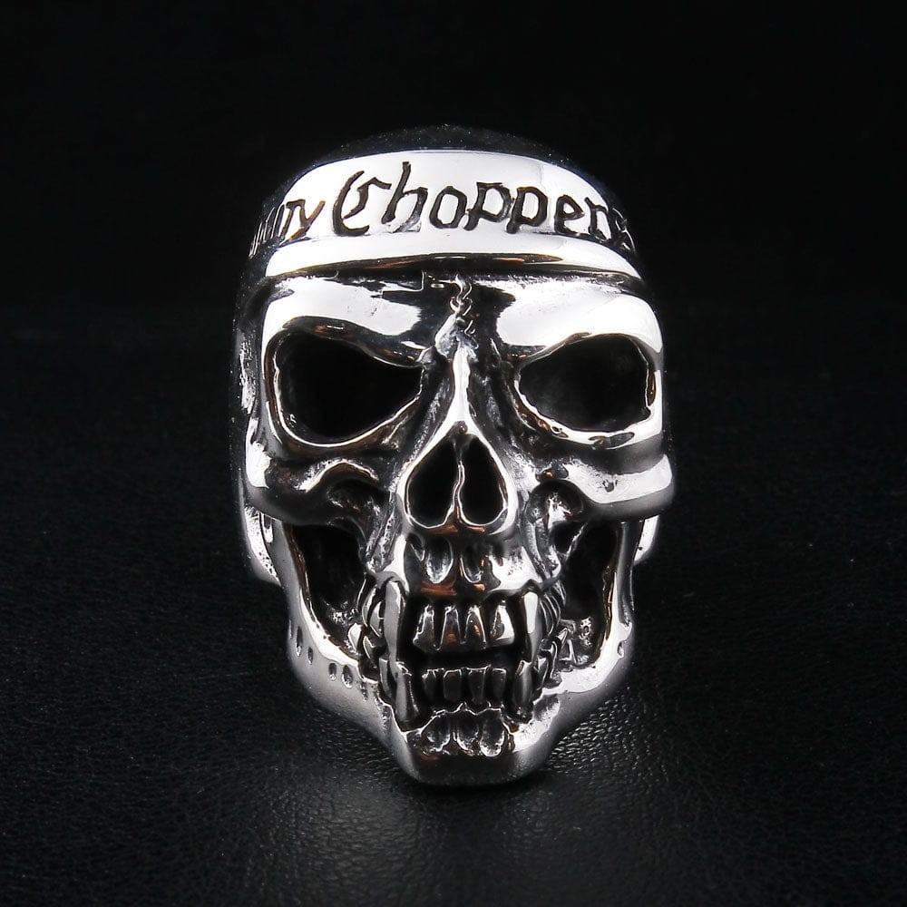 แหวนเงินแท้ 925 กะโหลก Deadcity Choppers ด้านหน้า