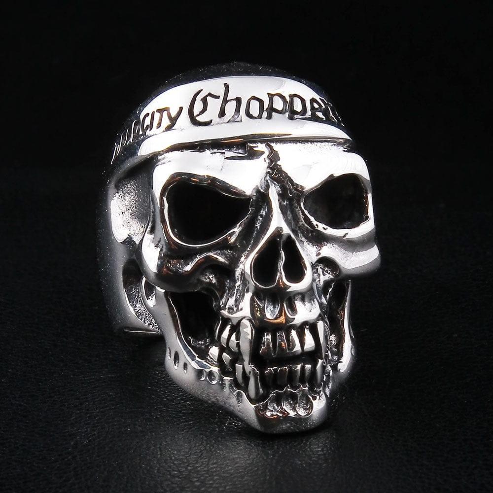 แหวนเงินแท้ 925 กะโหลก Deadcity Choppers มุมเฉียงฝั่งหนึ่ง