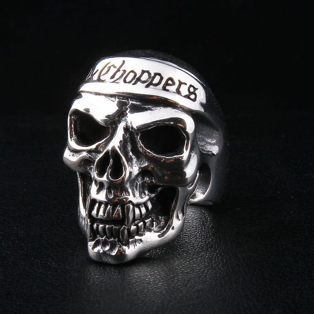 แหวนเงินแท้ 925 กะโหลก Deadcity Choppers มุมเฉียงอีกฝั่ง