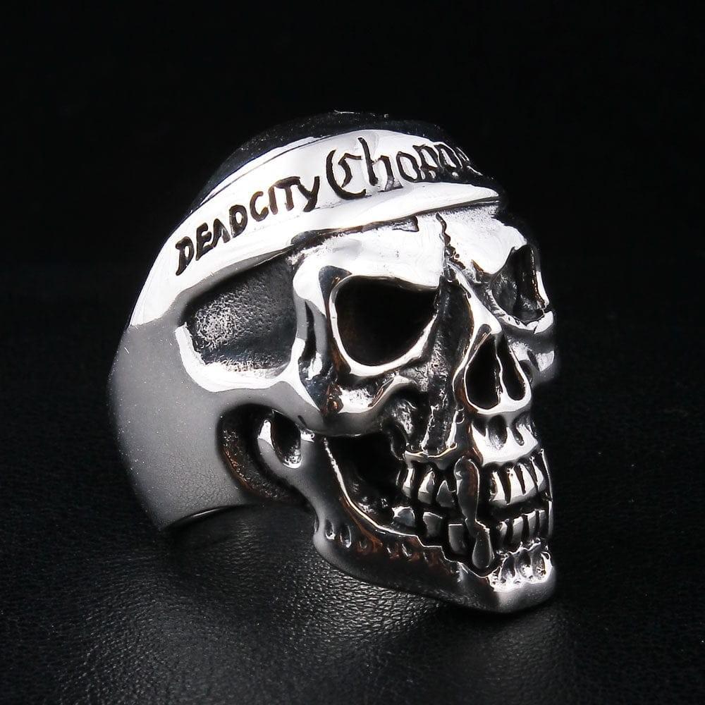 แหวนเงินแท้ 925 กะโหลก Deadcity Choppers ด้านข้างอีกฝั่ง