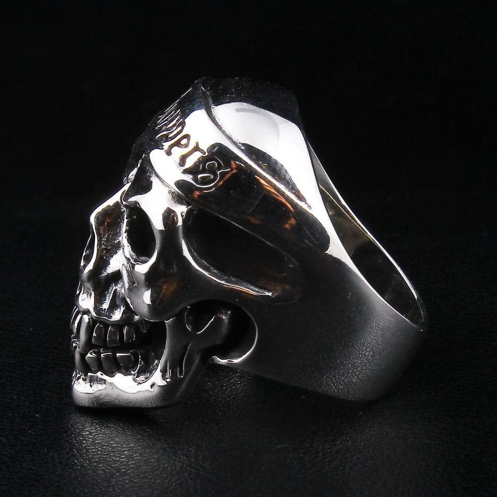 แหวนเงินแท้ 925 กะโหลก Deadcity Choppers หมวกมุมเฉียงอีกด้าน