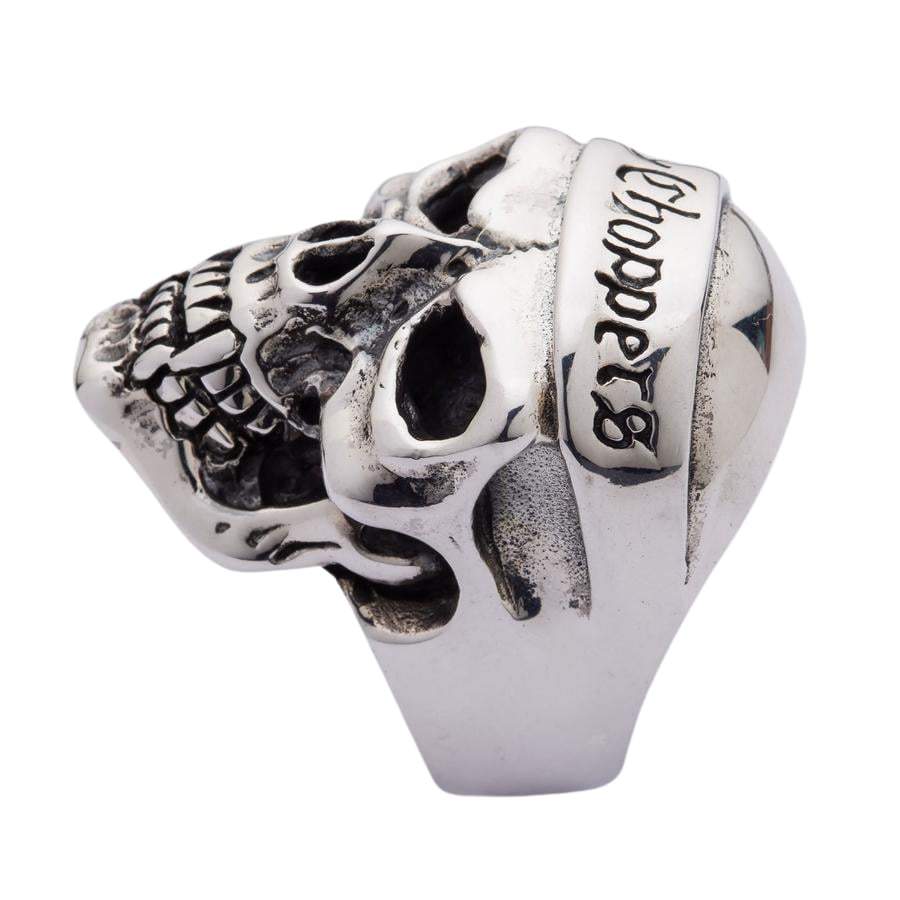แหวนเงินแท้ 925 กะโหลก Deadcity Choppers หน้าวงมุมก้ม
